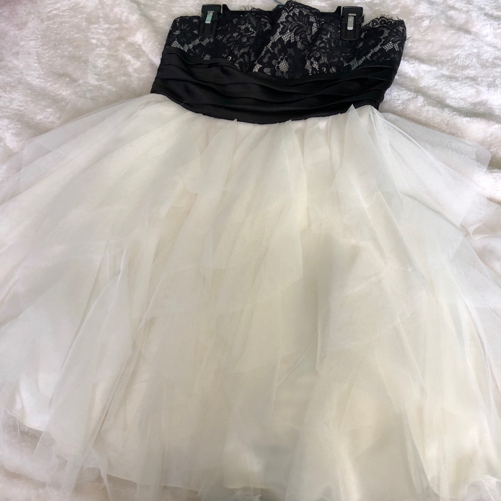 Flowy black and white homecoming dress